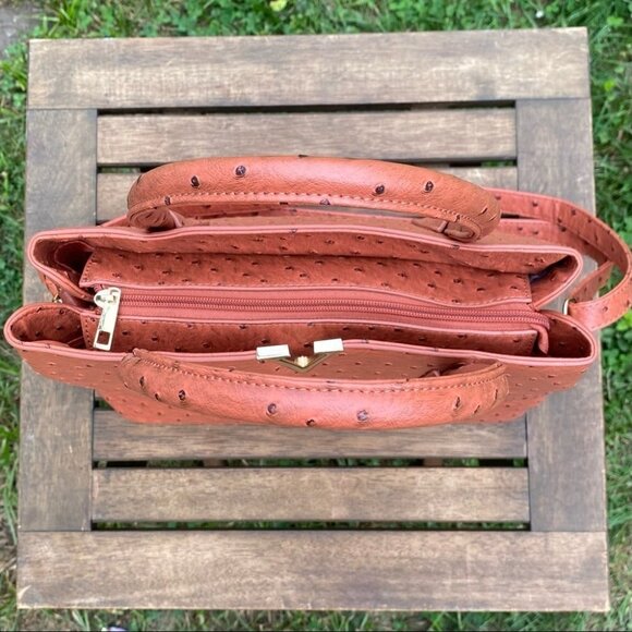 Grossi Burnt  Orange Textured Faux Leather Handbag - Picture 6 of 14